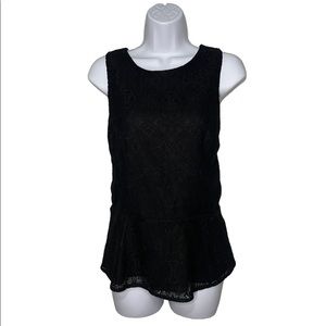 White House Black Market Black Lace Bodice Top Size 14
